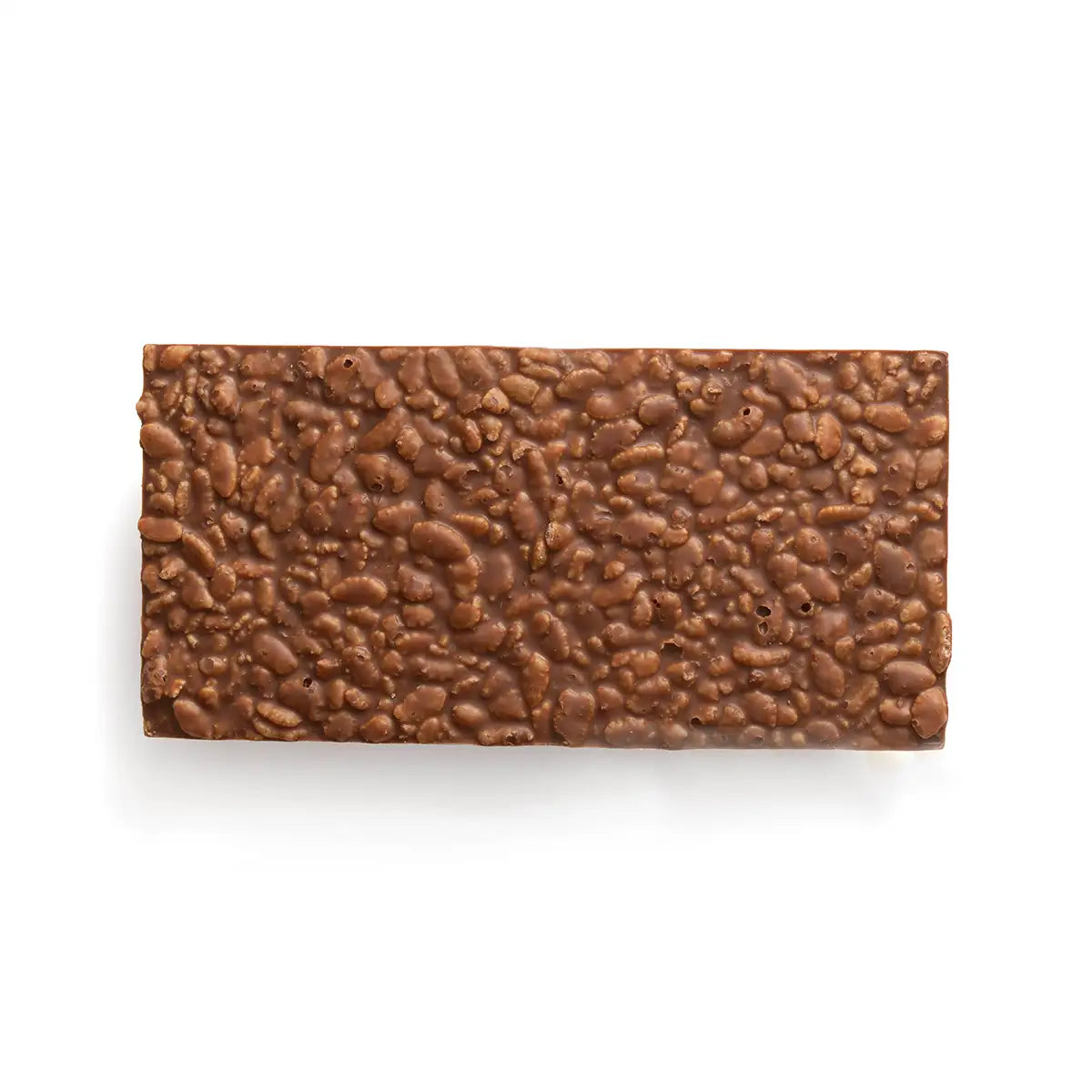 Chocolate bar with a textured surface on a white background