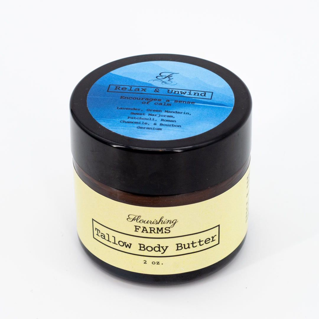 Tallow Body Butter | 2 oz. | Many Scents | Whipped Consistency | Body & Face Lotion | Made in Hemingford, NE | Flourishing Farms