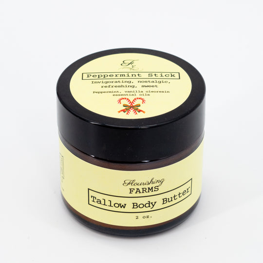 Tallow Body Butter | 2 oz. | Many Scents | Whipped Consistency | Body & Face Lotion | Made in Hemingford, NE | Flourishing Farms