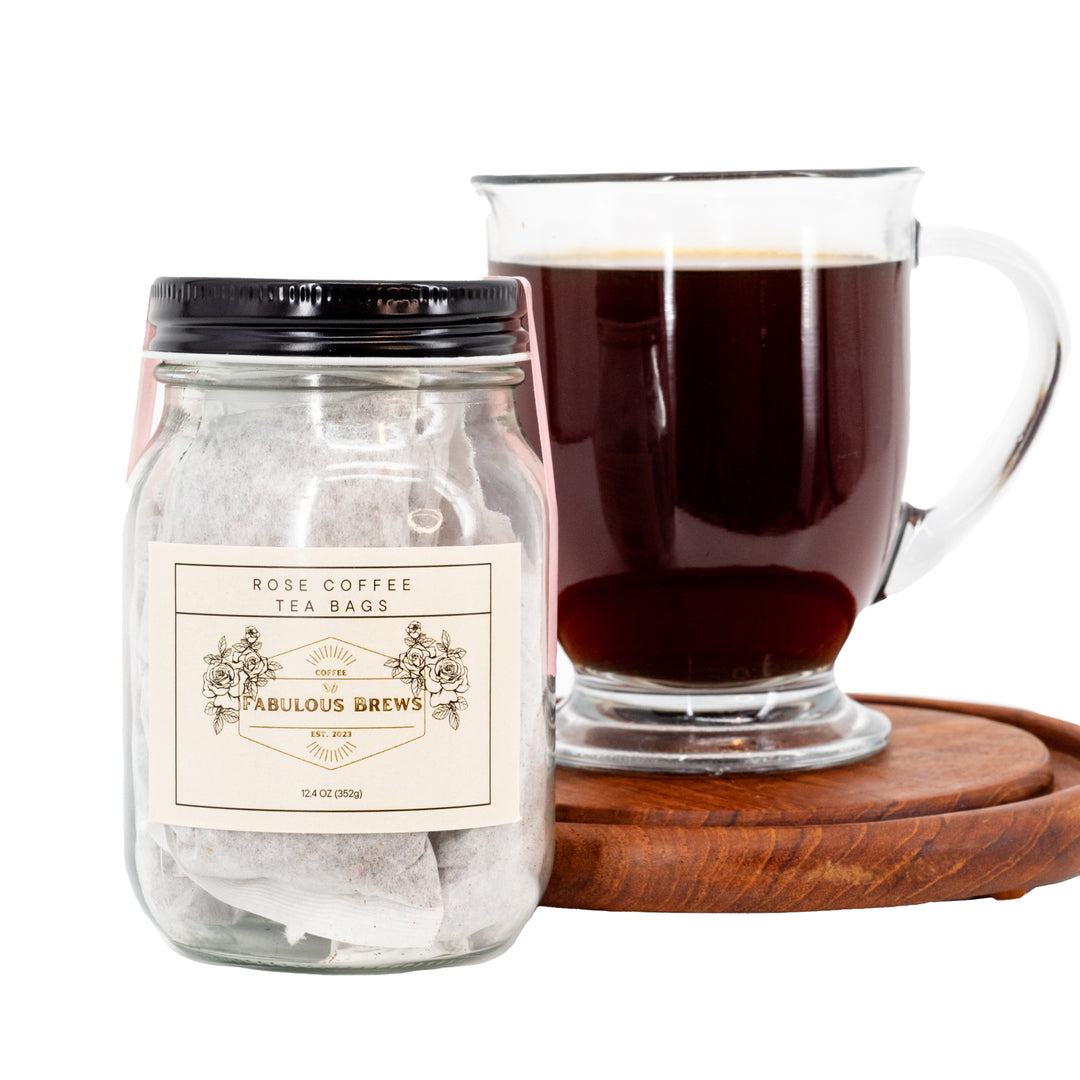 Rose Infused Coffee Tea Bags | 12.4 oz. | Made From Real Rose Petals | Fabulous Brews | Made in Kearney, NE