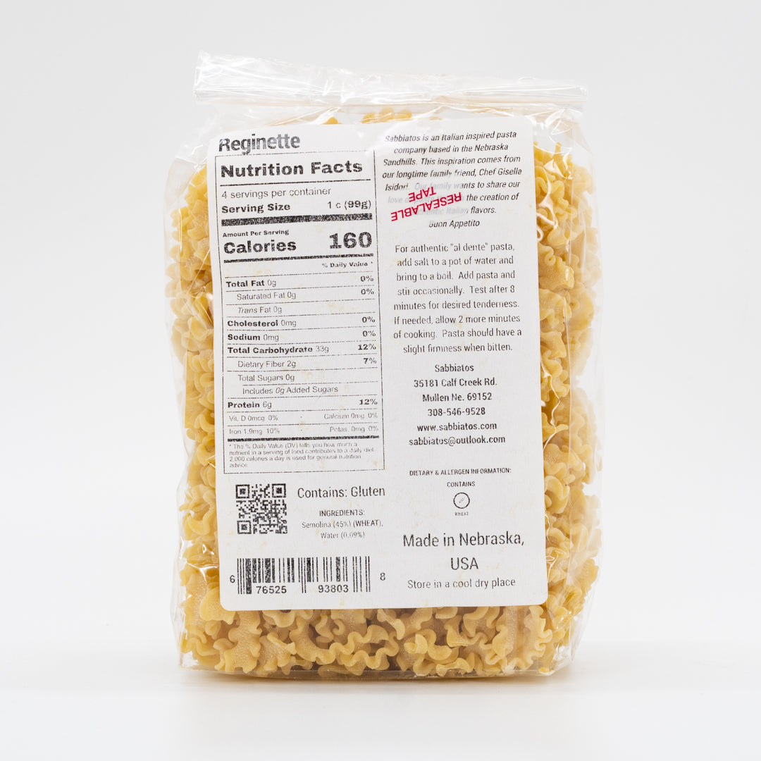 Reginette Pasta | Italian Based Artisan Pasta | Nebraska Pasta | Made in Small Batches | Sabbiatos