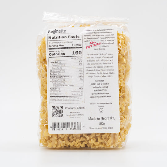 Reginette Pasta | Italian Based Artisan Pasta | Nebraska Pasta | Made in Small Batches | Sabbiatos