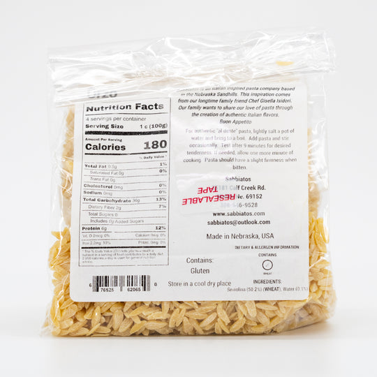 Orzo | Short-Cut Pasta | Made in Small Batches | Nebraska Pasta | Sabbiatos