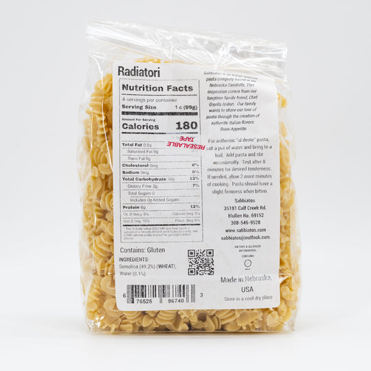 Radiatori Pasta | Hand Made Artisan Pasta | Nebraska Pasta | Made in Mullen, NE | Sabbiatos