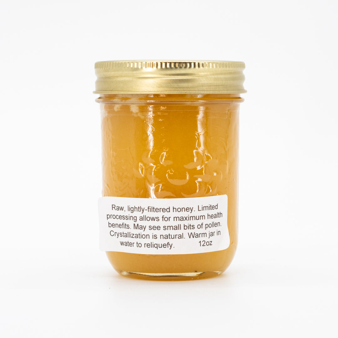 All Natural Raw Honey | Basswood Honey | Mildly Spicy with a Woody Minty Bite | Health Beneficial Honey | Organic Non-GMO Honey | 12 oz Jar