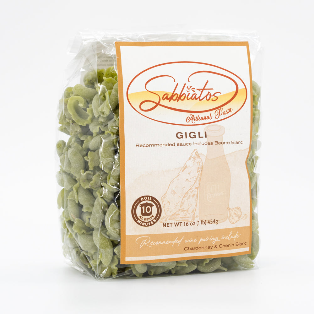 Gigli Pasta | Basil & Spinach | Made in Small Batches | Italian Artisan Pasta | Nebraska Pasta | Sabbiatos