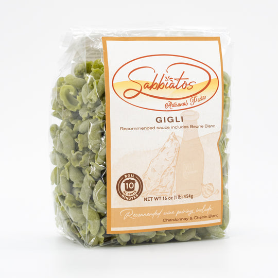 Gigli Pasta | Basil & Spinach | Made in Small Batches | Italian Artisan Pasta | Nebraska Pasta | Sabbiatos