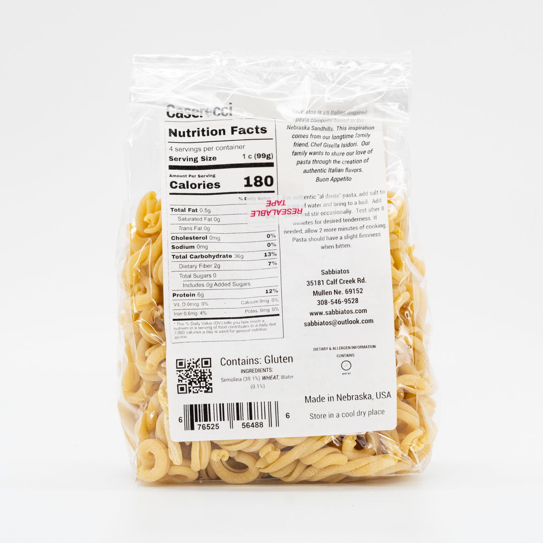 Caserecci Pasta | Italian Based Artisan Pasta | Made in Small Batches | Nebraska Pasta | Sabbiatos