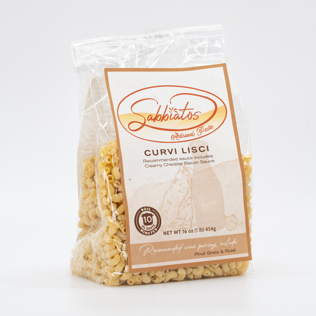 Curvi Lisci Pasta | 16 oz | Small Elbows | Authentic | High Quality Ingredients | Sabbiatos | Made in Mullen, NE