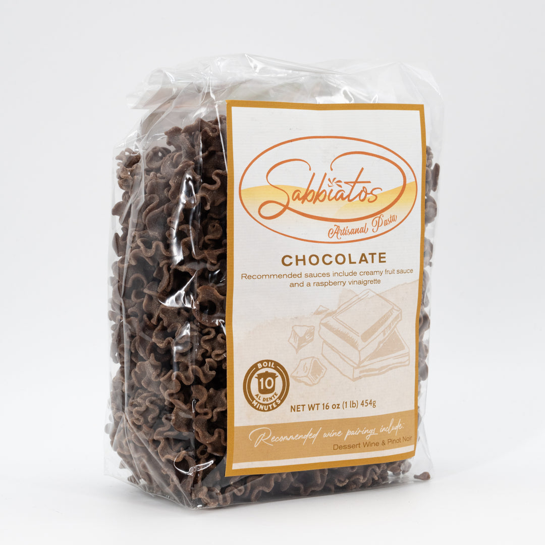 Chocolate Noodles | Gigli | Hand Made Italian Based Artisan Pasta | Made in Small Batches | Made in Mullen, NE | Sabbiatos