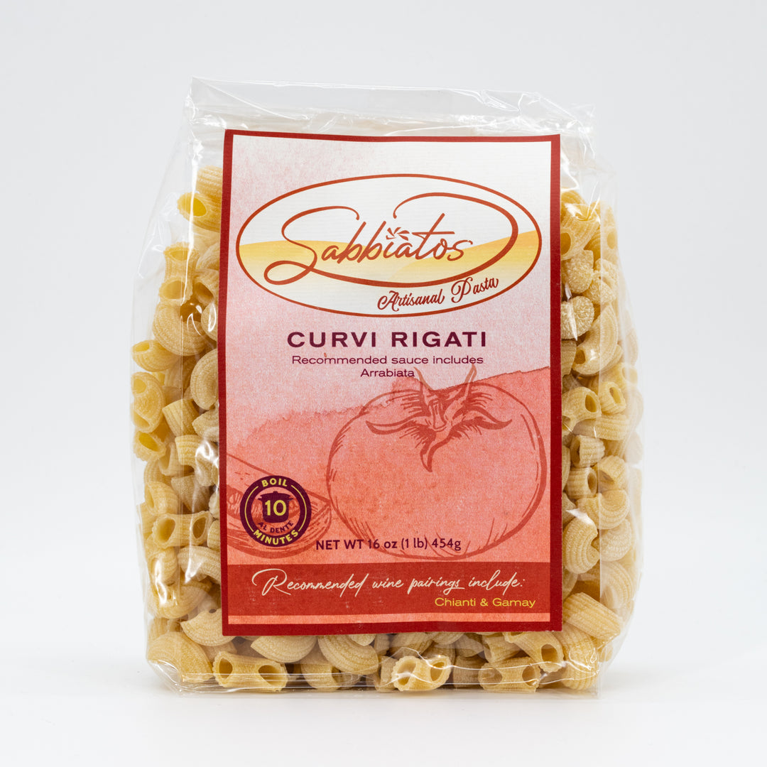 Curvy Rigati Pasta | Hand Made Artisan Pasta | Shell Pasta | Nebraska Pasta | Sabbiatos