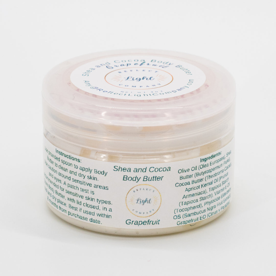 Natural Shea & Cocoa Body Butter | Achieve Soft, Nourished Skin | Nutrient-Rich | Made in Hastings, NE | Reflect Light Company