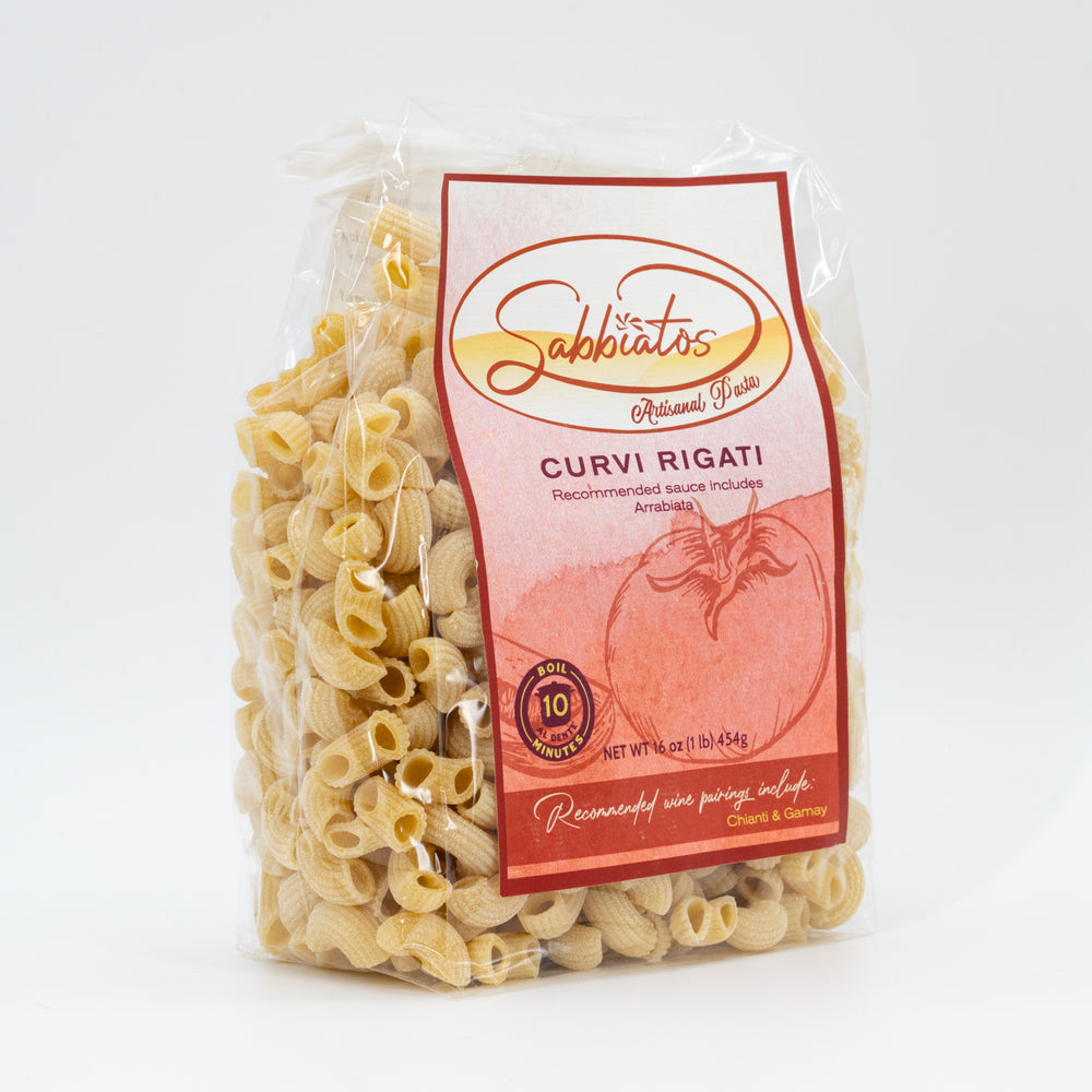 Curvy Rigati Pasta | Hand Made Artisan Pasta | Shell Pasta | Nebraska Pasta | Sabbiatos