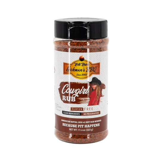 Cowgirl Gluten Free Natural BBQ Rub 11.4 oz | Great for Grilling or Smoking Meat | Made in Hickman, NE | Fat Boy Hickman's BBQ