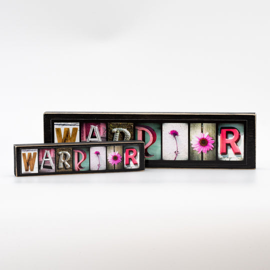 Warrior Word Block | Medium | 10.5 x 2.75 | Alphabet Photo Letter Art | Easy to Display | Made in Raymond, NE | Letters of Love Designs