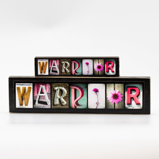 Warrior Word Block | Medium | 10.5 x 2.75 | Alphabet Photo Letter Art | Easy to Display | Made in Raymond, NE | Letters of Love Designs