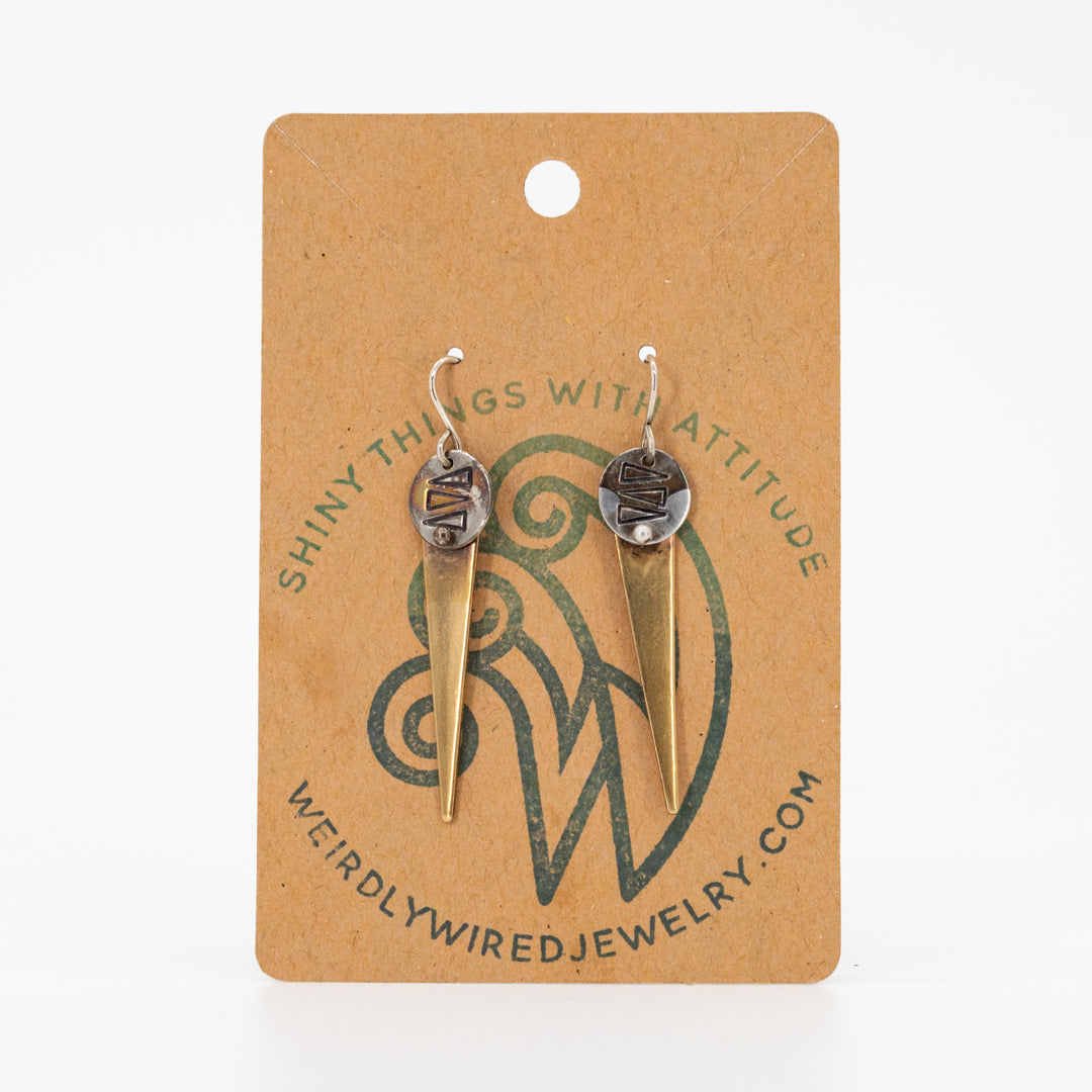 Mixed Metals Stamped Earrings | Silver & Brass | Full of Movement | Made in Bellevue, NE | Weirdly Wired Jewelry