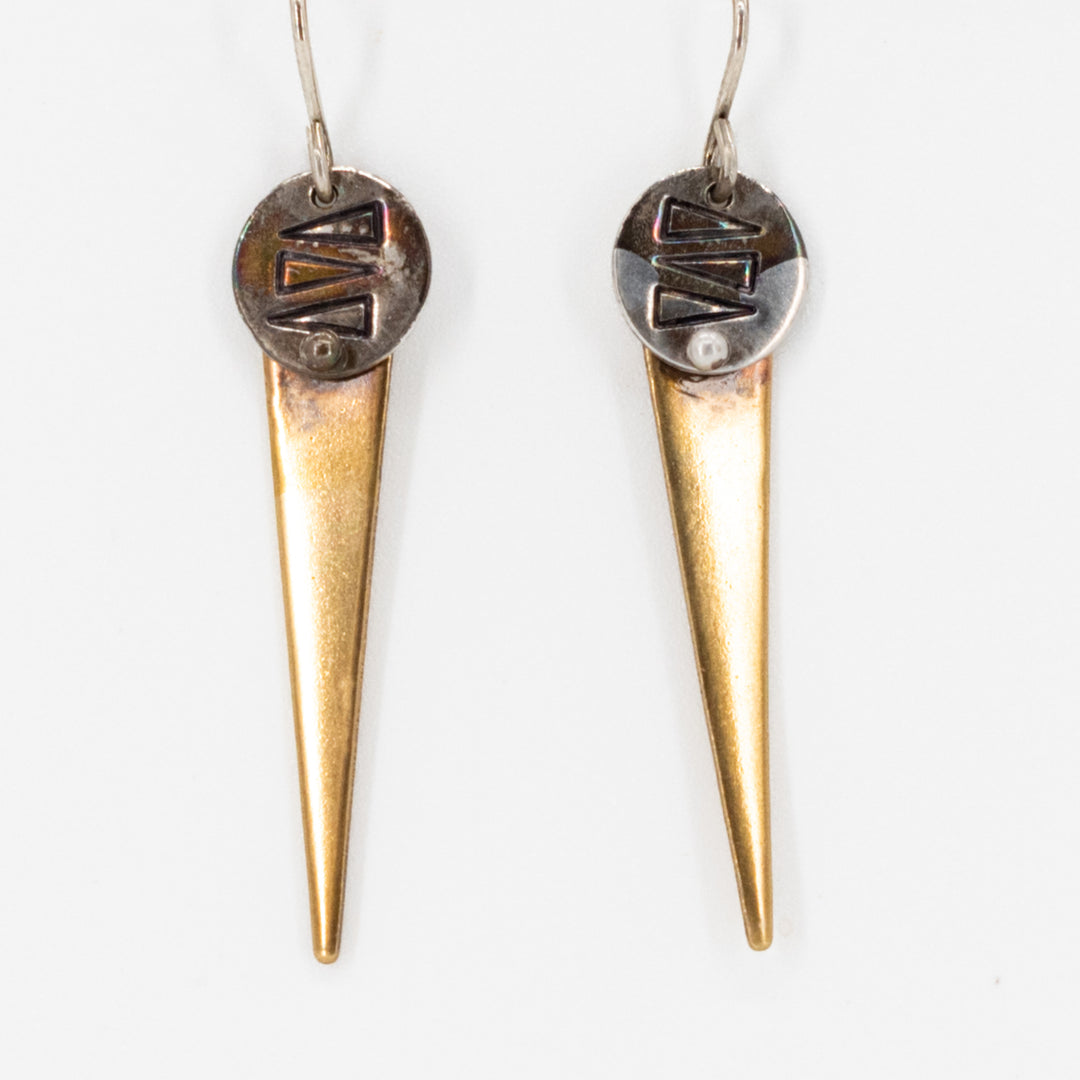 Mixed Metals Stamped Earrings | Silver & Brass | Full of Movement | Made in Bellevue, NE | Weirdly Wired Jewelry