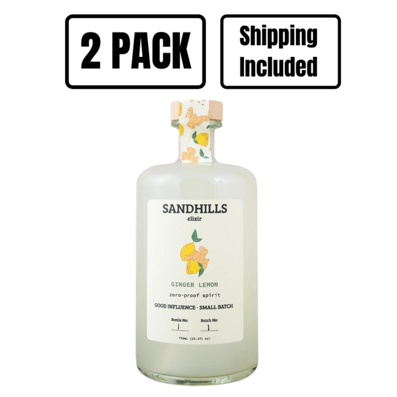 Nebraska Elixirs | Natural Ginger Lemon Flavor | Zero-Proof Spirit | Made in Small Batches | Citrus Undertone | Non-Alcoholic Cocktails | 25.3 oz. Bottle | Pack of 2 | Shipping Included