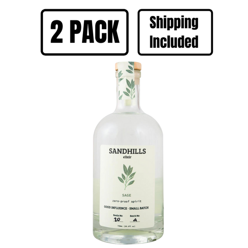 Nebraska Elixirs | Natural Sage Flavor | Zero-Proof Spirit | Made in Small Batches | Savory and Bold Flavors | Non-Alcoholic Cocktails | 25.3 oz. Bottle | Pack of 2 | Shipping Included