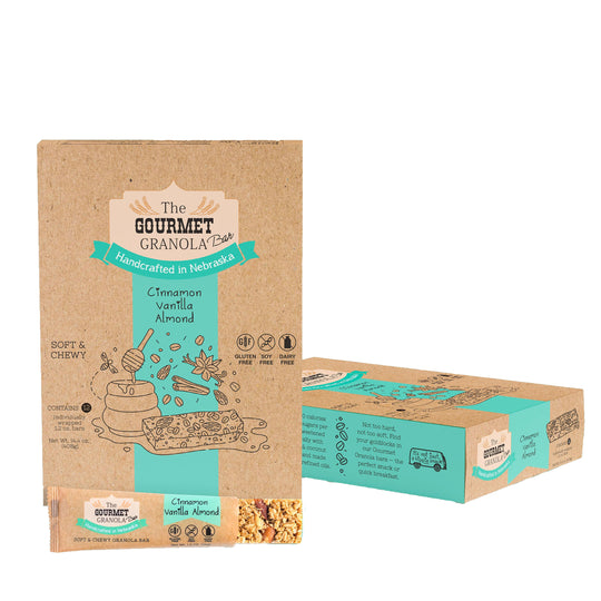 Cinnamon Vanilla Almond Granola Bars | 12 Pack | Gluten, Dairy, & Soy Free | Made in Omaha, NE | The Gourmet Granola