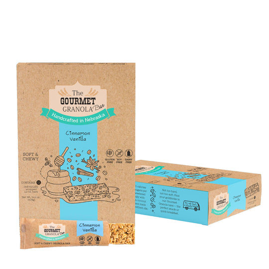 Cinnamon Vanilla Granola Bars | 12 Pack | Gluten, Dairy, & Soy Free | Nutritious Snacking | Made in Omaha, NE | The Gourmet Granola