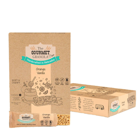 Orange Vanilla Granola Bar | 12 Pack | Vegan | Refreshing, Tangy Flavor | Made in Omaha, NE | The Gourmet Granola