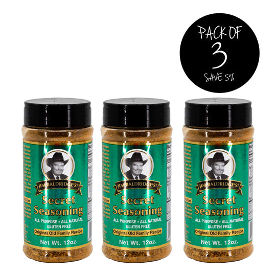 Jim Baldridge Secret Seasoning | Pack of 3 | 12 oz. Bottle | MSG & Gluten Free | Utilizes 23 Different Herbs And Spices | Nebraska Seasoning | Brings Out The Best In Vegetables, Stews, Eggs, Soups, and Salads | Burst Of Flavor