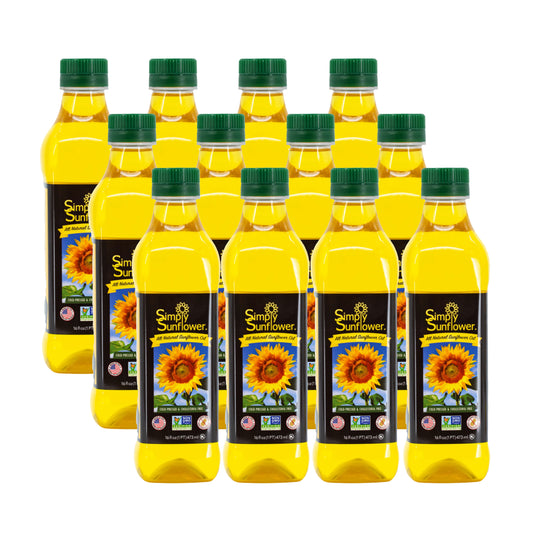 Sunflower Oil | Pack of 12 | 16 oz | Non GMO, Gluten Free, Vegan | Simply Sunflower