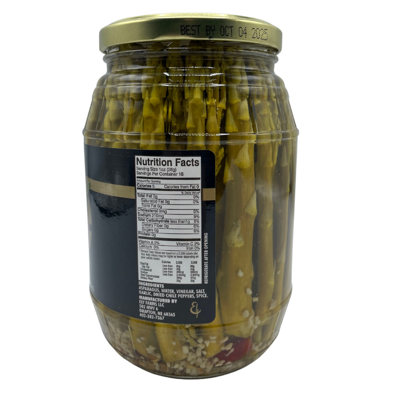 Nebraska Pickled Asparagus | Gourmet Crunchy Pickled Spears | Family Recipe | Pack of 3 | Shipping Included | 32 oz. Jar
