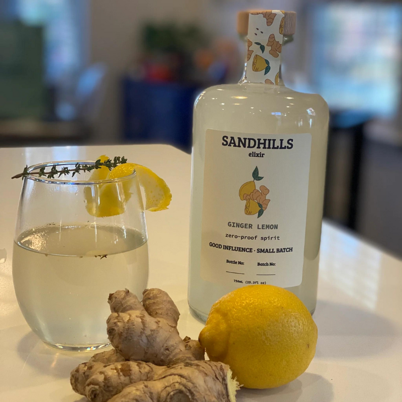 Nebraska Elixirs | Natural Ginger Lemon Flavor | Zero-Proof Spirit | Made in Small Batches | Citrus Undertone | Non-Alcoholic Cocktails | 25.3 oz. Bottle