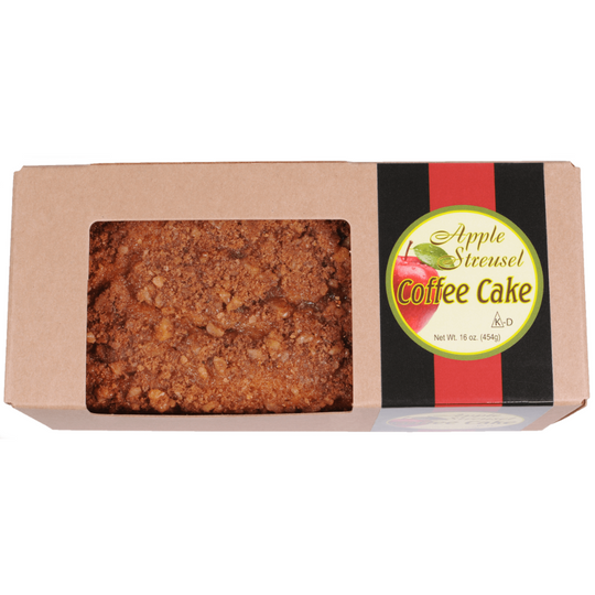 Freshly Made Apple Streusel Coffee Cake | Kosher Certified | Baked Moist Coffee Cake | Fresh Baked Treat | Chopped Apple Sweetness | 1 lb. Box