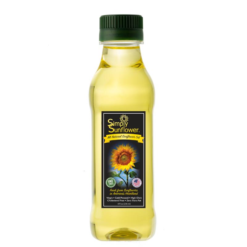 Simply Sunflower All-Natural Sunflower Oil | Non GMO, Gluten-Free, Vegan | Heart Healthy Cooking Oil | 8 oz. | 4 Pack | Shipping Included