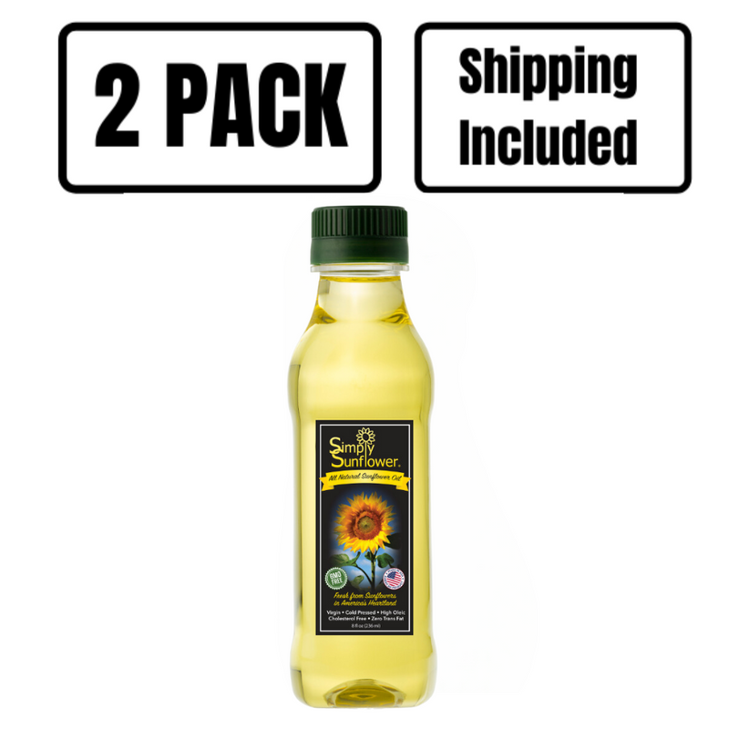 Simply Sunflower All-Natural Sunflower Oil | Non GMO, Gluten-Free, Vegan | Heart Healthy Cooking Oil | 8 oz. | 2 Pack | Shipping Included