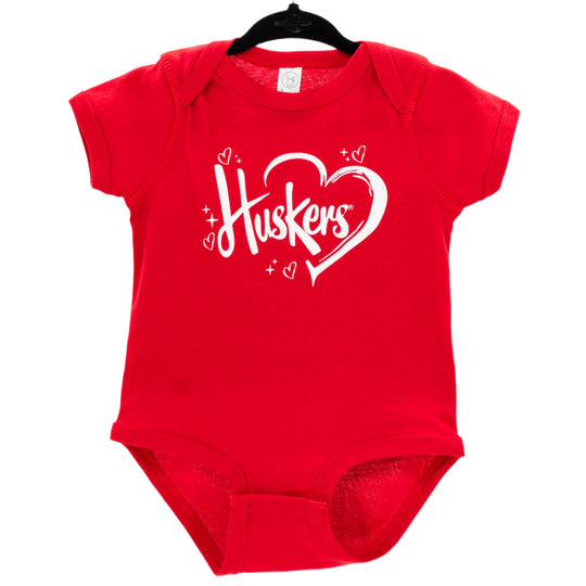 Infant Huskers Heart Onesie | Red | Multiple Sizes | Lou's Sporting Goods | 24N7IC
