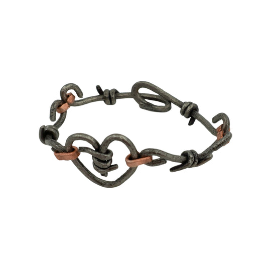 Barbed Wire Heart Bracelet | Copper & Silver | Mill Iron West