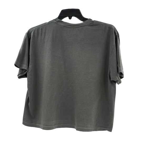 Gray t-shirt on a hanger against a white background