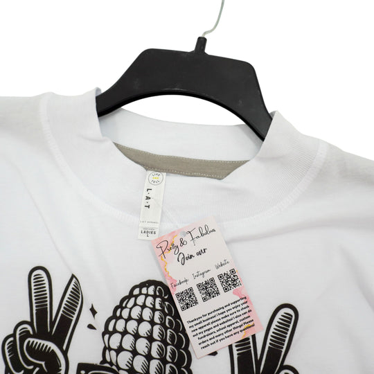 Corn & Peace Sign Crop Top T-Shirt | Pretty & Fabulous