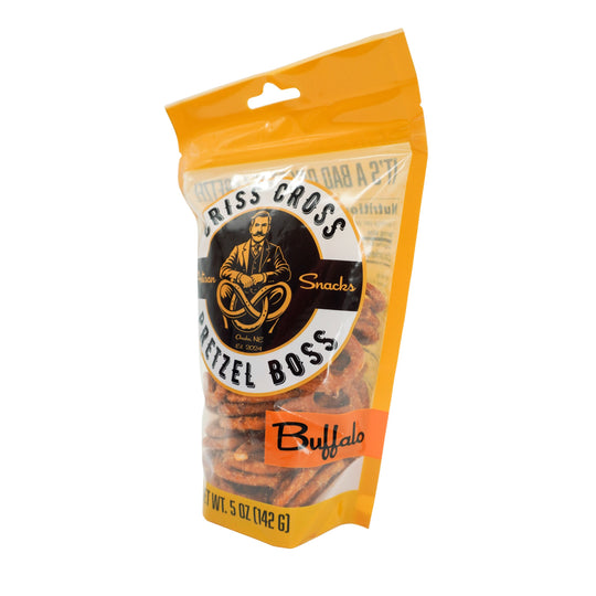 Buffalo Flavored Pretzels | 5 oz Bag | Criss Cross Pretzel Boss