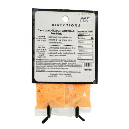 Directions Jalapeno Bacon Cheddar Dip Mix packaging with label on a white background