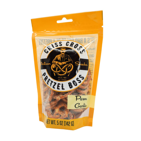 Parmesan Garlic Flavored Pretzels | 5 oz Bag | Criss Cross Pretzel Boss
