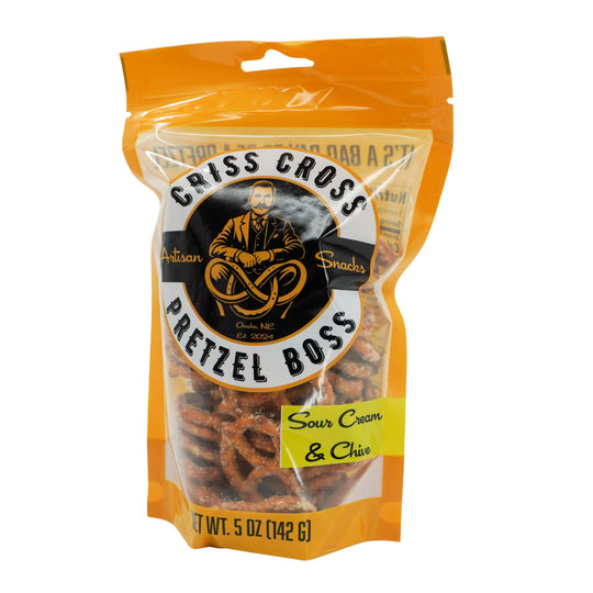 Sour Cream & Chive Flavored Pretzels | 5 oz Bag | Criss Cross Pretzel Boss