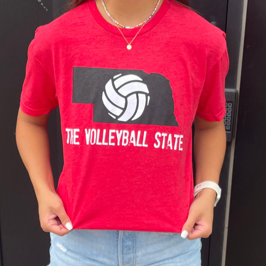 Nebraska Volleyball T-Shirt | The Volleyball State | Red | Multiple Size Options