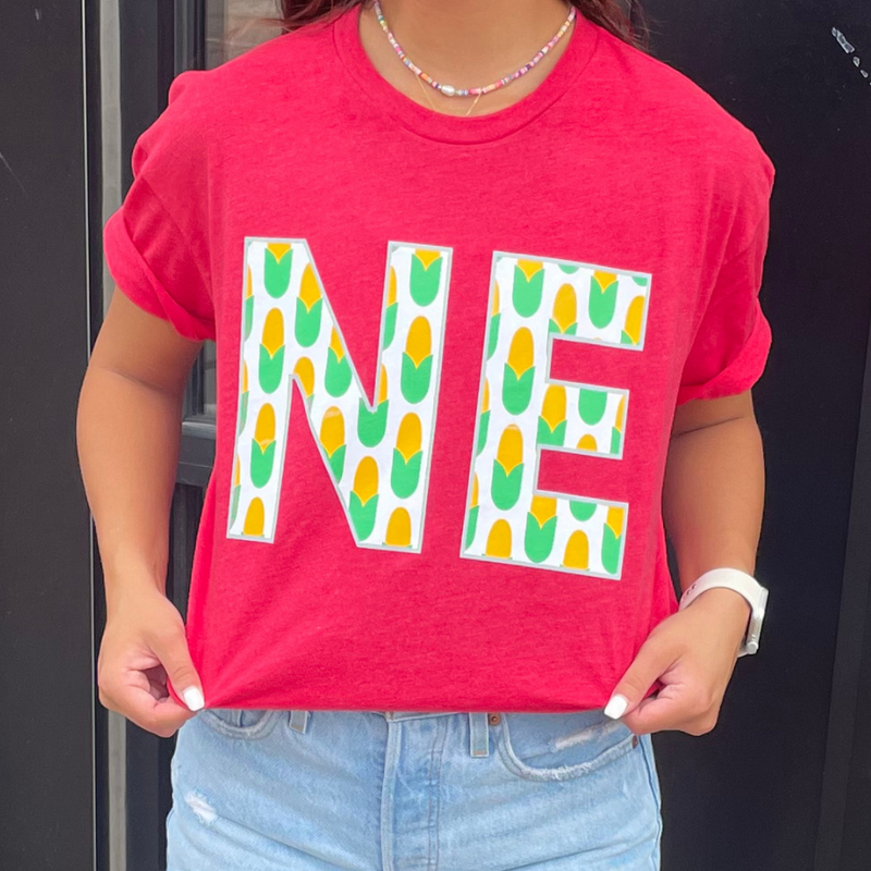 Nebraska Corn T-Shirt | Cornfield T-shirt | Red | Multiple Size Options