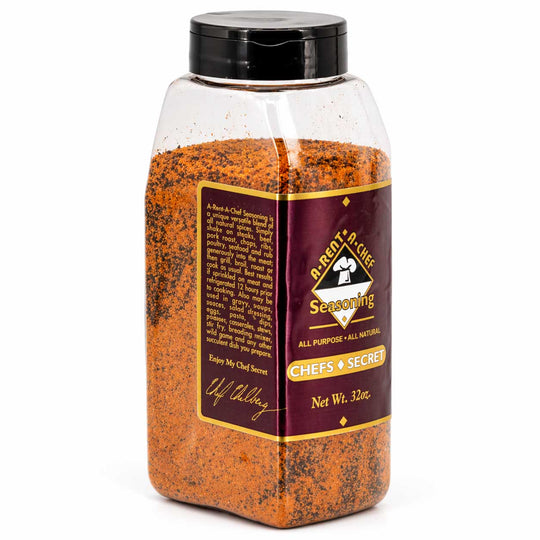 Spice container with a label on a white background