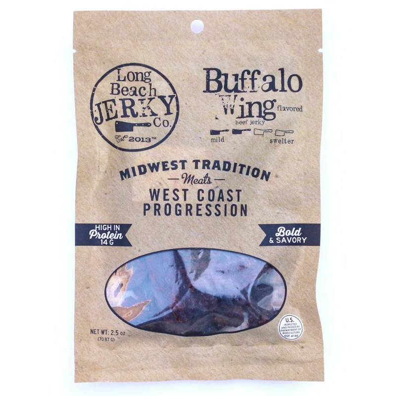 Beef Jerky | 2.5 oz. | Buffalo Wing Flavor | Rich Source Of Protein | Juicy Rush Of Spice Flavor | Nebraska Beef Jerky | Quick On-The-Go Snack | Artfully Seasoned | Made with the Best Beef | 6 Pack | Shipping Included