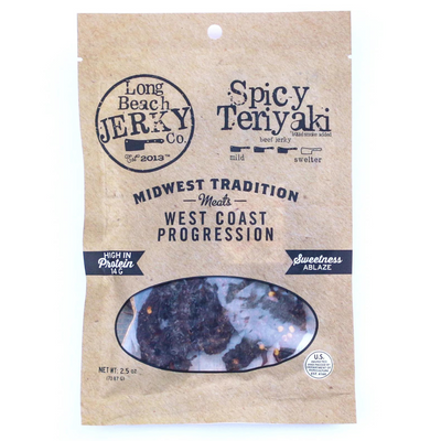 Beef Jerky | 2.5 oz. | Spicy Teriyaki Flavor | Full Of Protein | Vicious Kick Of Heat | Sweet, Rich, & Soaked With Salty Goodness | Nebraska Beef Jerky | Midwest Recipe | Made With Tender Beef | 2 Pack | Shipping Included