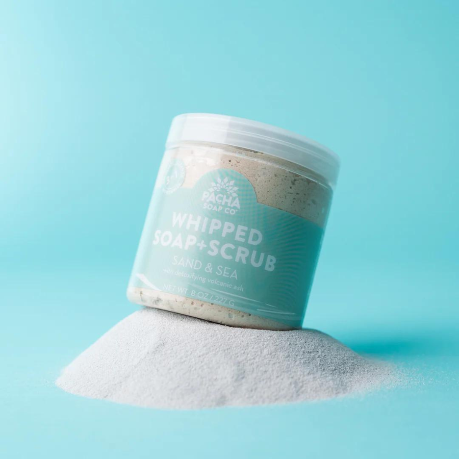 Sand & Sea Whipped Soap + Scrub | 8 oz. | Crafted With Exfoliating Pumice, Cleansing Oils, and Skin-Softening Magnesium | Daily Three-In-One Body Wash | Gently Cleanses, Exfoliates, and Moisturizes At Once | Nebraska Soap