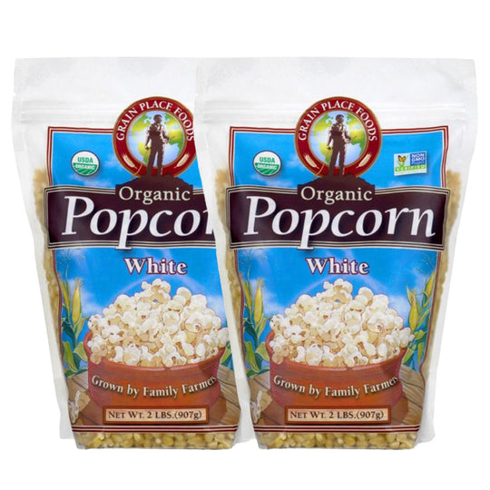 Organic White Popcorn Kernels | Pack of 2 | 2 lb | Non-GMO | Grain Place Foods