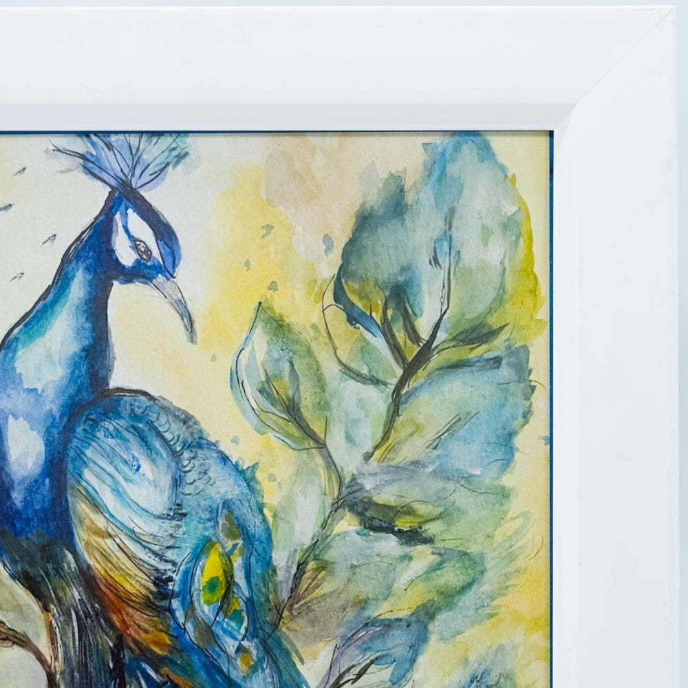 Peacock Painting | 9" x 12" | Frame Included | Hand-Painted | Sheryll Hickman Art